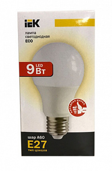 Лампа светодиодная IEK ECO A60 шар 9Вт 230В 4000К E27