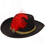 Шляпа карнавальная "Мушкетёр" черный с пером