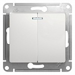 Выключатель "Schneider Electric "Glossa" 2-клавишный с подсветкой, белый