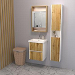 Тумба Encanto STELLA 50 подвесная с двумя ящиками Белый/Дуб Вотан в комплекте с раковиной Como 50