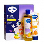 Набор AURA Fruit and Honey Гель д/душа Манго/папайя 250мл+Крем д/рук Питательный с D-пантенолом и э