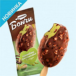 Мороженое Бончи пломбир в шоколадной глазури фисташковый с фундуком 65гр