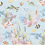 Обои DreamLand Подводный мир на голубом 1,06*10м 654226