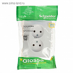 Розетка "Schneider Electric "Glossa" 2-местная, без заземления, белый