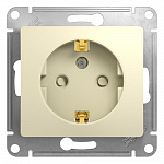 ** Розетка "Schneider Electric "Glossa" 1-местная, c заземлением, со шторками, бежевый (механизм)