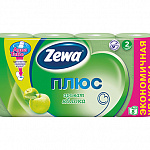 Туалетная бумага ZEWA Плюс 2-х слойная 8 рулонов Яблоко