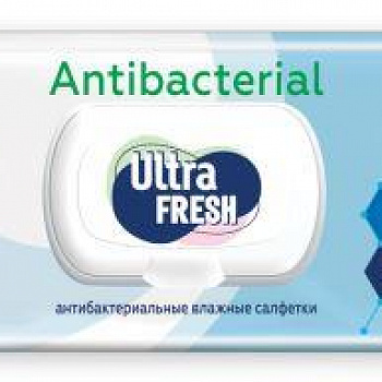 Влажные салфетки Ultra Fresh Antibacterial 72шт с клапаном